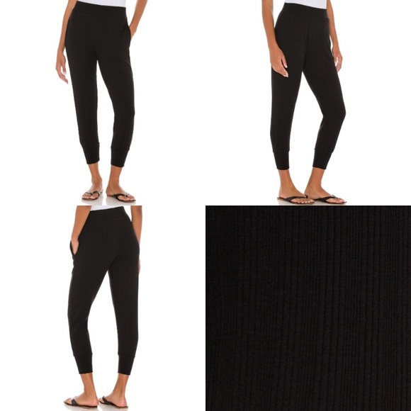 Vitamin A Catalina Black Organic rib west jogging pants with pockets Size Large - Picture 1 of 13